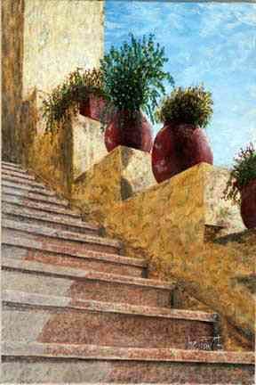 Painting titled "48 # Escalier de Ci…" by Réjean Bergeron, Original Artwork