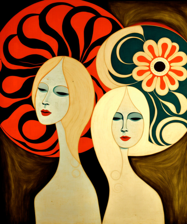 Painting titled "Lida & Tori" by Renate Natalja Relenvie, Original Artwork, Digital Painting