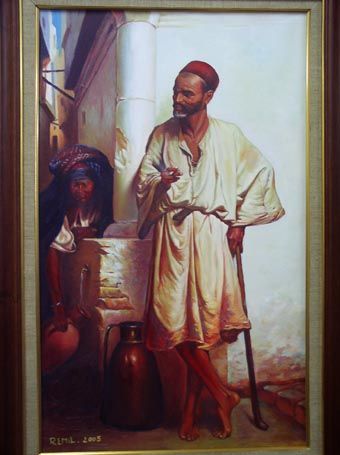 Pintura intitulada "porteur d''eau" por Salim Remil, Obras de arte originais