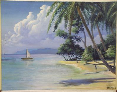 Painting titled "la plage" by Salim Remil, Original Artwork