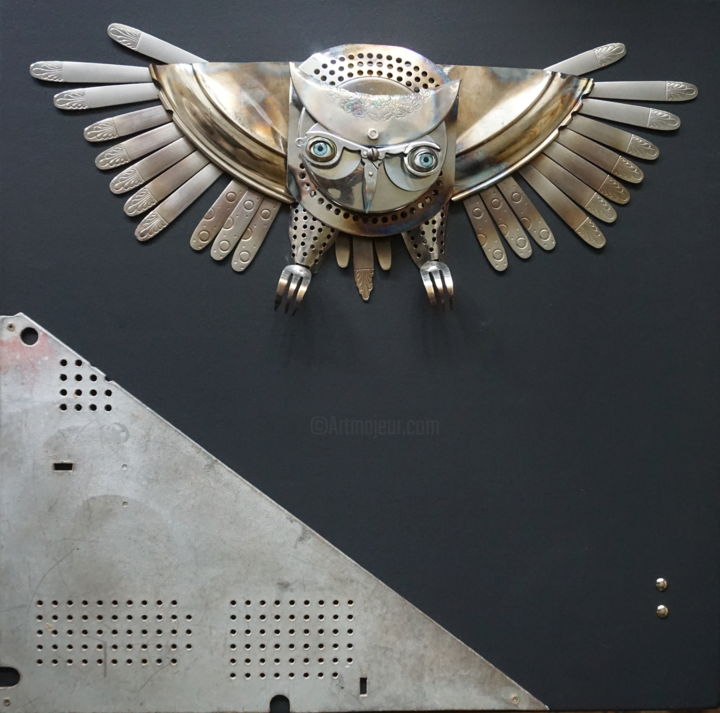 Sculpture intitulée "Night bird" par Vladimiras Nikonovas, Œuvre d'art originale, Acier inoxydable