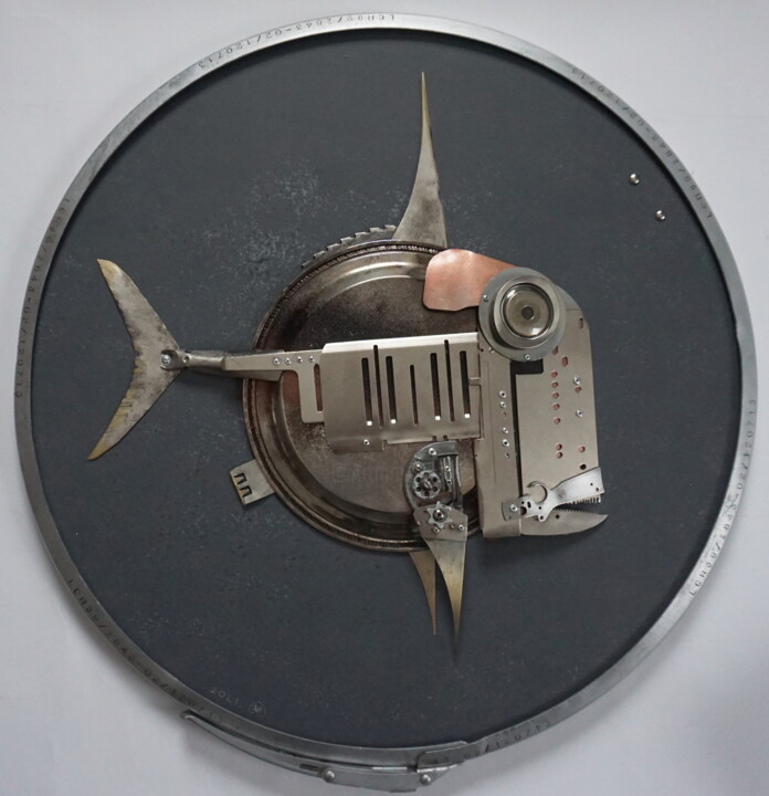 Malerei mit dem Titel "Matador Fish" von Vladimiras Nikonovas, Original-Kunstwerk, Metalle