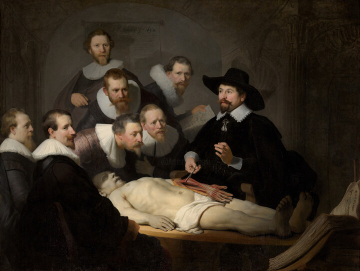 「The Anatomy Lesson…」というタイトルの絵画 Rembrandtによって, オリジナルのアートワーク, オイル