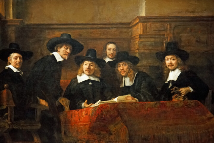 「The Syndics of the…」というタイトルの絵画 Rembrandtによって, オリジナルのアートワーク, オイル