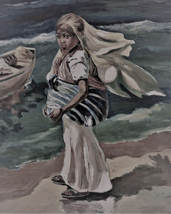Pintura titulada "La niña II" por Reme, Obra de arte original, Oleo