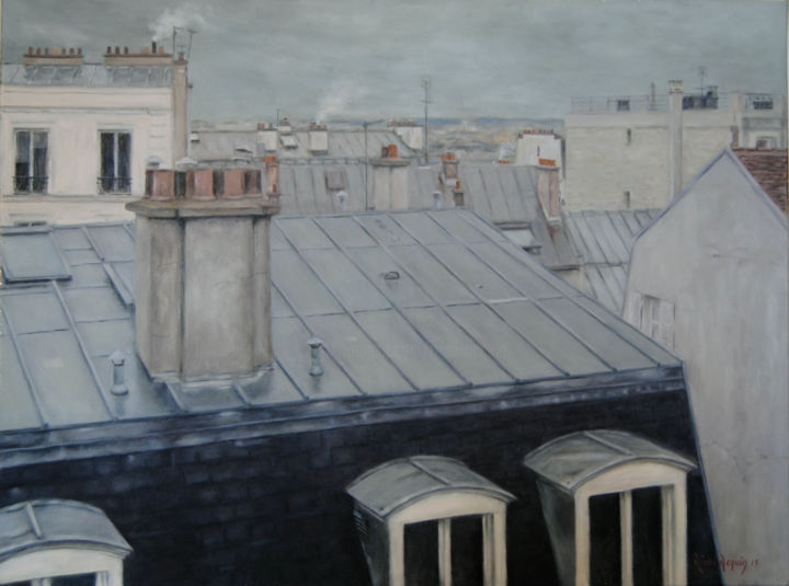 "Toits de Montmartre…" başlıklı Tablo Rémi Acquin tarafından, Orijinal sanat, Petrol