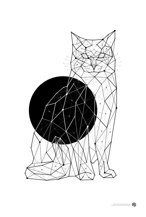 Digitale Kunst getiteld "BLK - Le Chat assis" door Rémi Balligand, Origineel Kunstwerk, 2D Digital Work