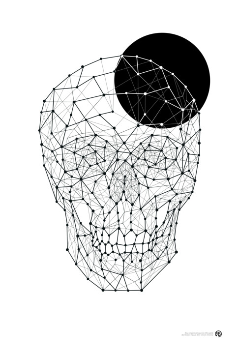 Digitale Kunst getiteld "BLK - Le Crâne" door Rémi Balligand, Origineel Kunstwerk, 2D Digital Work
