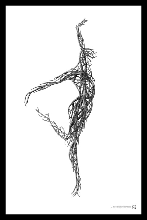 Arte digital titulada "Branches - Danseur…" por Rémi Balligand, Obra de arte original, Trabajo Digital 2D
