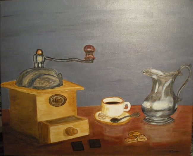 Painting titled "Pause café" by Rémi Boyer, Original Artwork