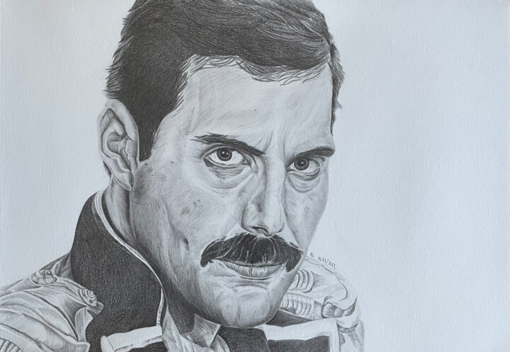 Rysunek zatytułowany „Freddie Mercury” autorstwa Rémi Capobianco, Oryginalna praca, Grafit