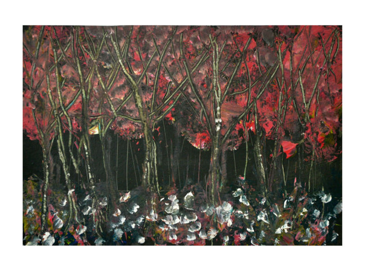 Painting titled "La forêt #1" by Rémi Collin, Original Artwork, Acrylic