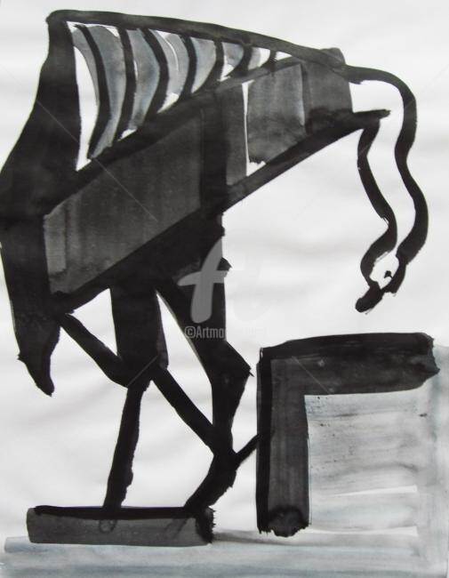 Peinture intitulée "des grues dans la v…" par Remi Granier, Œuvre d'art originale