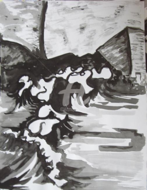 Peinture intitulée "étude d'un vague 2" par Remi Granier, Œuvre d'art originale
