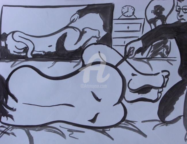 Картина под названием "Repeindre un nu" - Remi Granier, Подлинное произведение искусства