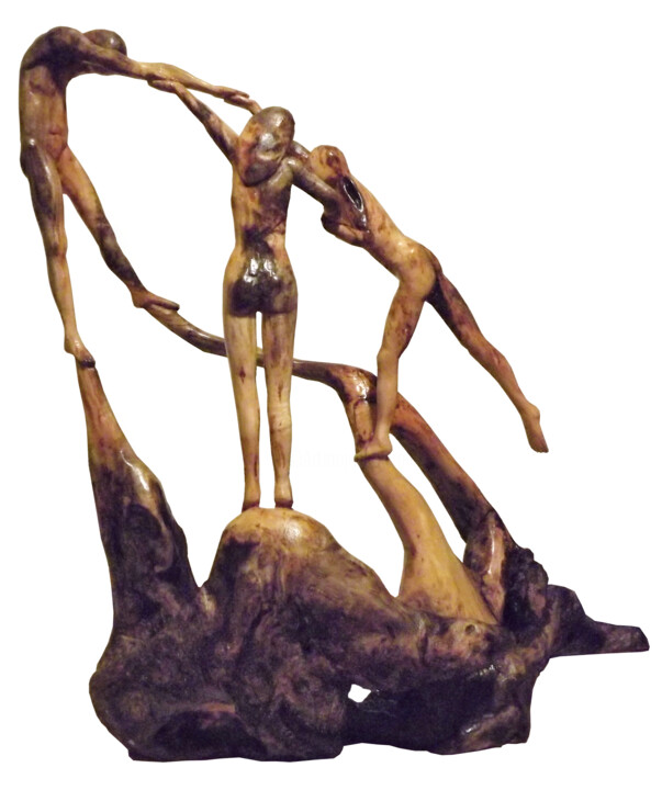 제목이 "Sculpture les 3 dan…"인 조형물 Rémi Rivollier로, 원작, 나무
