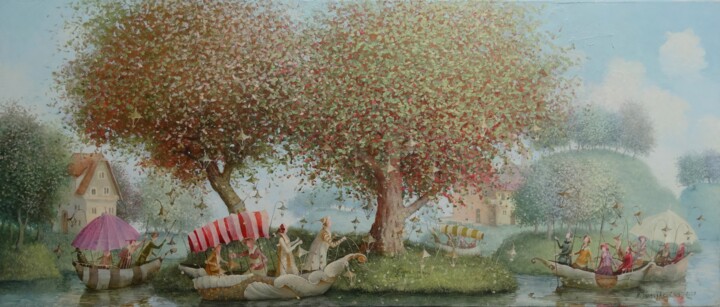 「The island of lights」というタイトルの絵画 Remigijus Januskeviciusによって, オリジナルのアートワーク, オイル