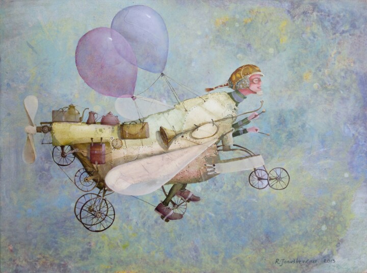 Painting titled "Courier" by Remigijus Januskevicius, Original Artwork, Other