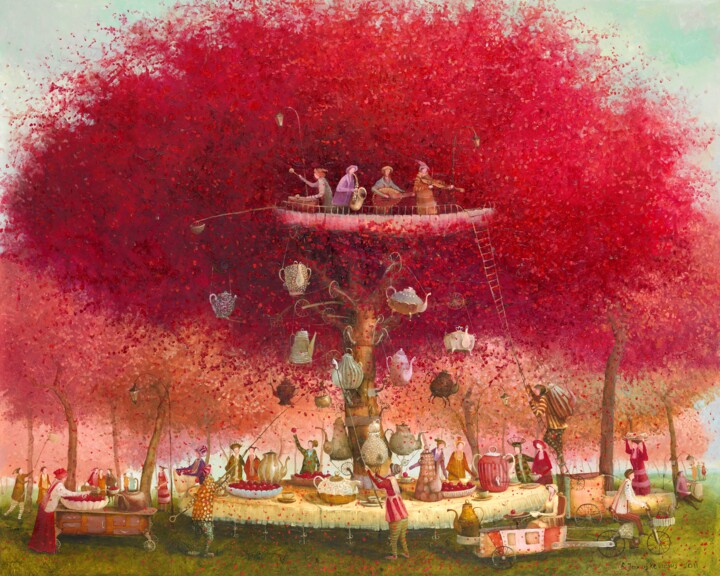 Painting titled "tea tree" by Remigijus Januskevicius, Original Artwork, Oil