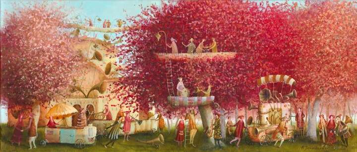 Painting titled "pipers" by Remigijus Januskevicius, Original Artwork, Oil