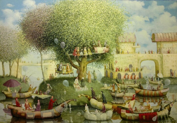 Painting titled "The day of tea" by Remigijus Januskevicius, Original Artwork