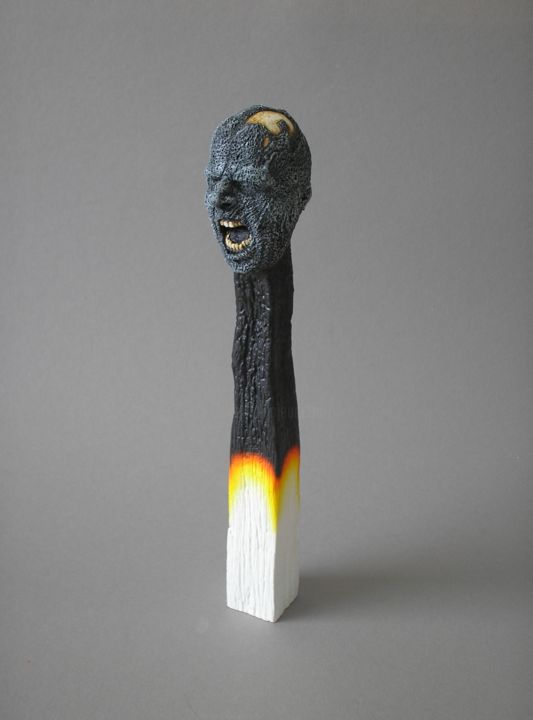 Skulptur mit dem Titel "Napalm Death" von Remigius Sebastian Sappa, Original-Kunstwerk, Gips