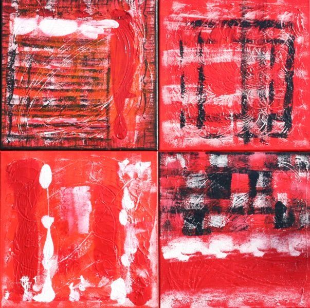 Painting titled "COMPOSITION ROUGES…" by Remilda, Original Artwork