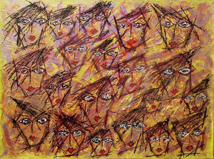 Painting titled "PHOTO DE GROUPE" by Remilda, Original Artwork, Acrylic