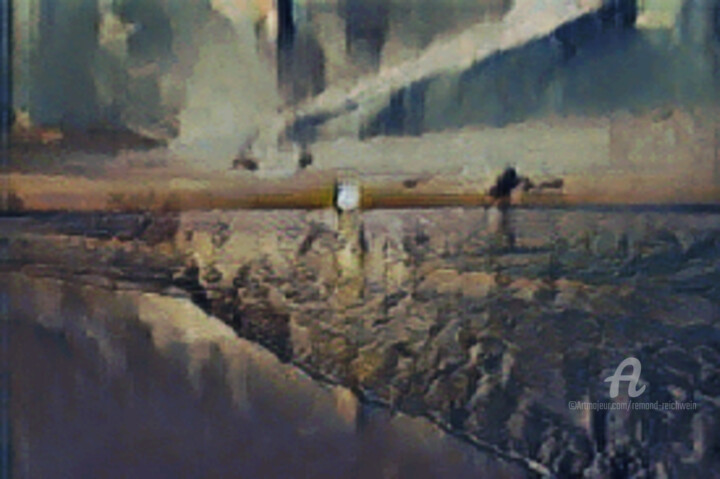 Digital Arts titled "zee bij zon's onder…" by Remond Reichwein, Original Artwork, Digital Painting
