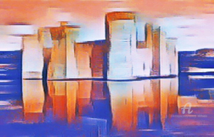 Digital Arts titled "kasteel in zee" by Remond Reichwein, Original Artwork, Digital Painting
