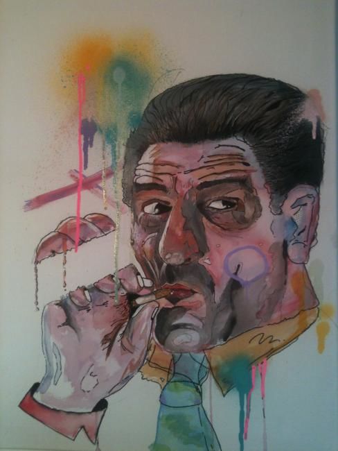 Painting titled "deniro." by Remor, Original Artwork, Oil