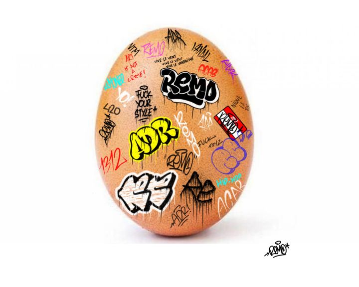 Digital Arts titled "eggs graffiti" by Remo, Original Artwork, Digital Painting