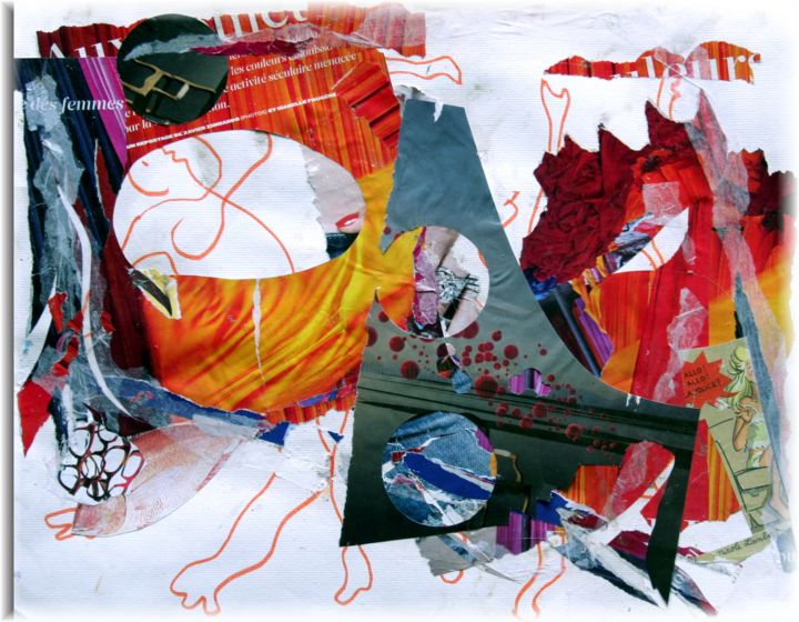 Collages titled "allo-les-bulles-top…" by Rémy Nicolas Graphite, Original Artwork