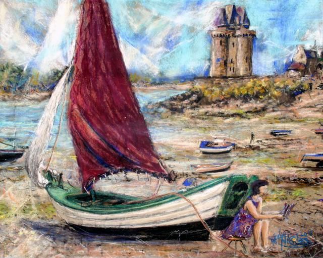 Peinture intitulée "A saint Malo bateau…" par Rémy Nicolas Graphite, Œuvre d'art originale, Huile
