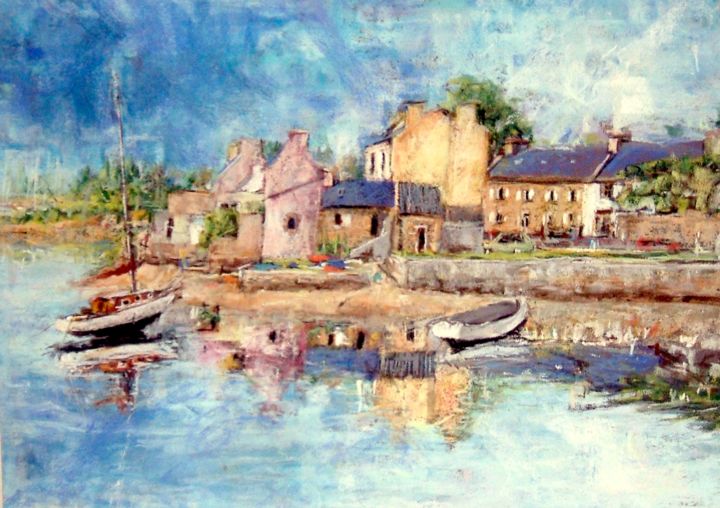 Painting titled "Port de Lanildut so…" by Rémy Nicolas Graphite, Original Artwork