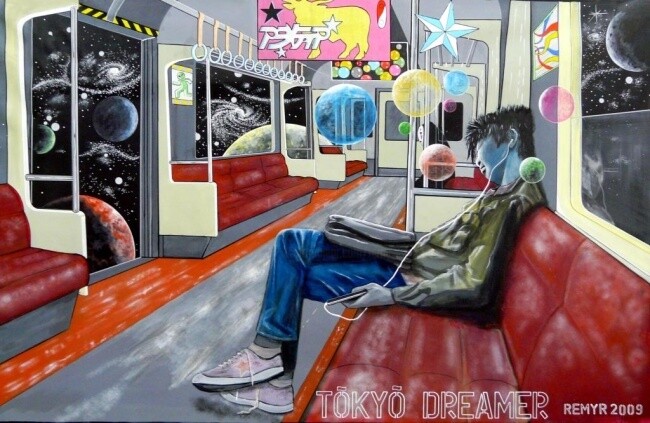 Painting titled "Tokyo DreamER" by Remy Rault, Original Artwork, Oil