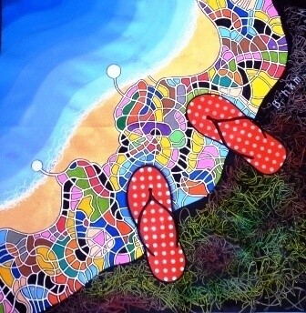 Peinture intitulée "slipper's trip1" par Remy Rault, Œuvre d'art originale