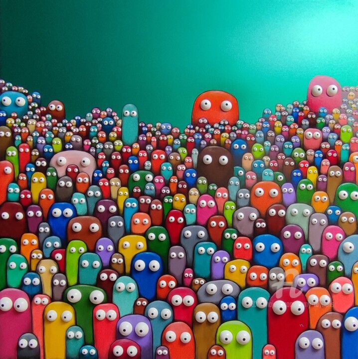 Painting titled "L'invasion des truc…" by Remy Tuybens, Original Artwork, Acrylic