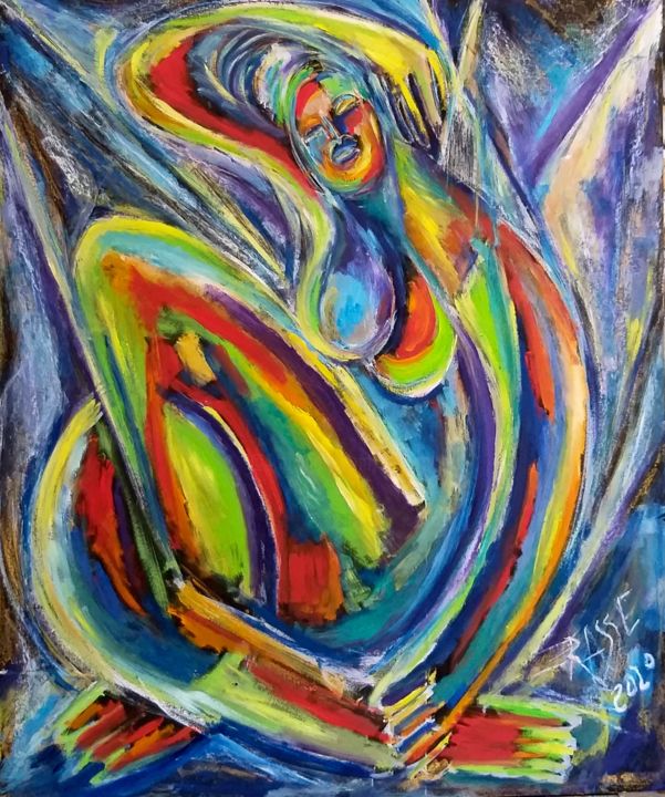 Painting titled "Odalisque Fauve" by Remy Rasse, Original Artwork, Oil