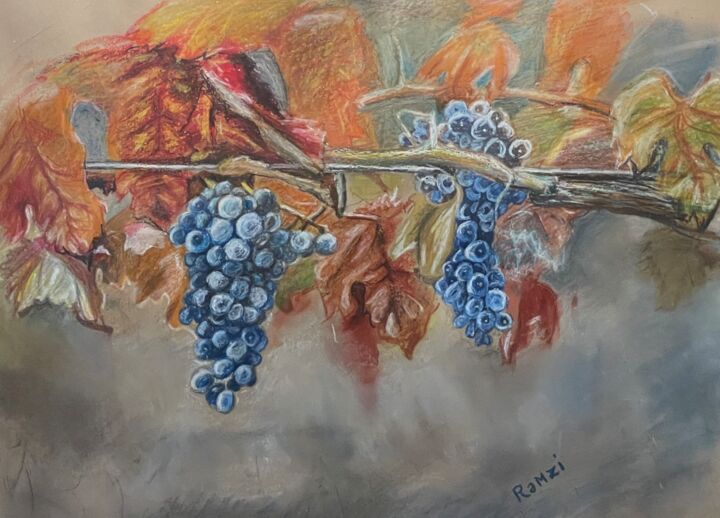 Peinture intitulée "виноград" par Remzi Kerimli, Œuvre d'art originale, Pastel