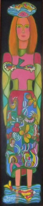 Peinture intitulée "La reine des oceans" par Renald Brisebois, Œuvre d'art originale, Acrylique