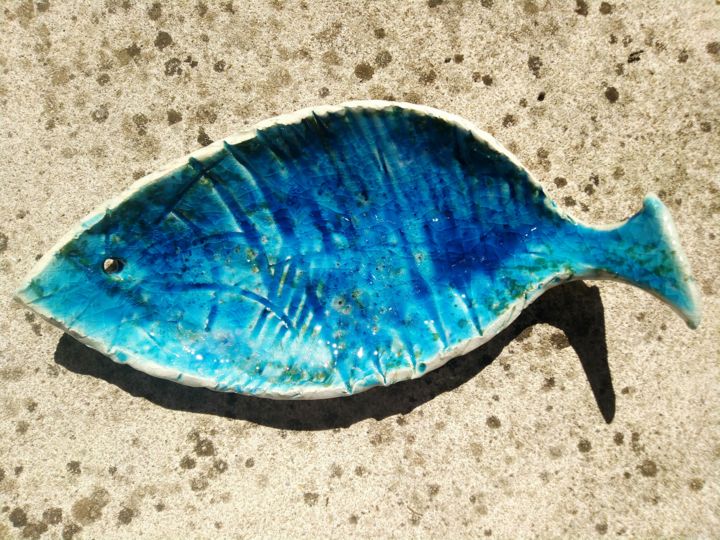 Design intitolato "Fish plate" da Renan Le Boulc'H (apostropheH), Opera d'arte originale, Tavola arte