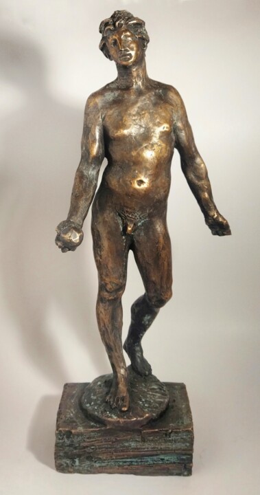 Sculpture titled "Метатель ядра" by Renat Davletshin, Original Artwork, Bronze