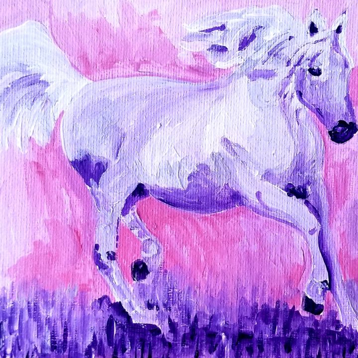 Painting titled "Violet Horse" by Renata Minko, Original Artwork, Acrylic