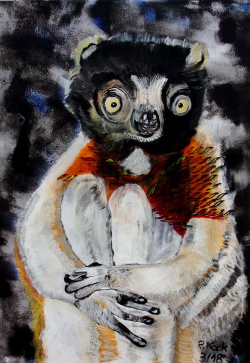 "Grüße vom Lemurenäf…" başlıklı Tablo Renate Kock tarafından, Orijinal sanat, Akrilik