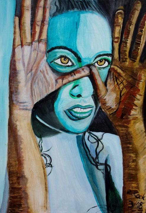 Painting titled "I know your darkest…" by Renate Kock, Original Artwork, Acrylic