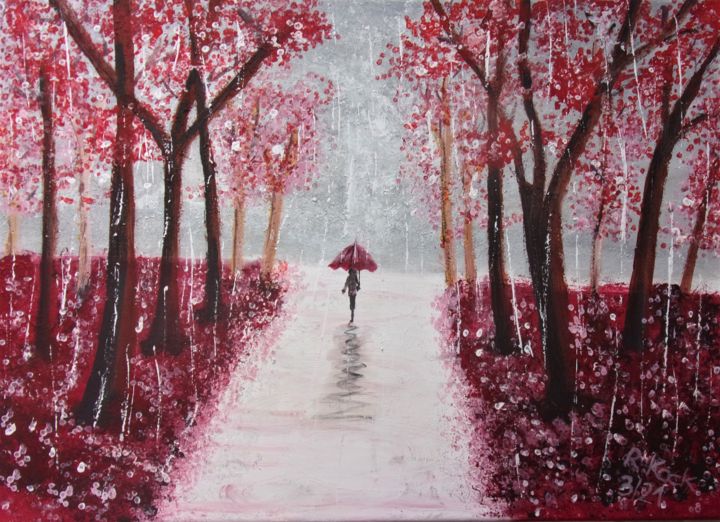 Malerei mit dem Titel "It`s raining bad" von Renate Kock, Original-Kunstwerk, Acryl