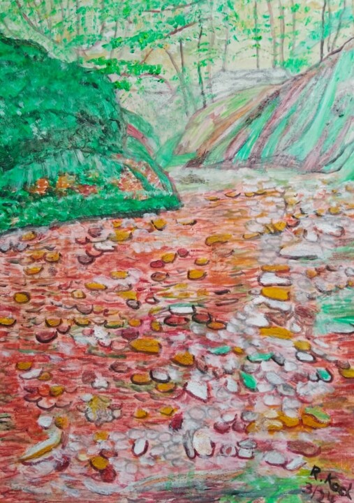 Pintura intitulada "Beautiful Canyon" por Renate Kock, Obras de arte originais, Óleo