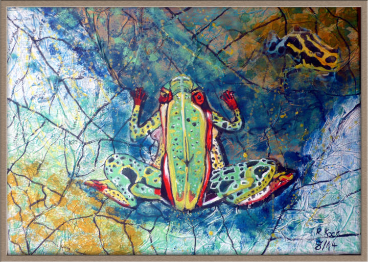 Painting titled "Pfeilgift-Frosch" by Renate Kock, Original Artwork, Acrylic