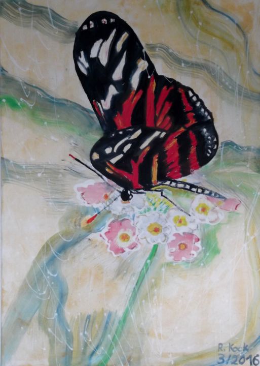 Painting titled "Schmetterling" by Renate Kock, Original Artwork, Acrylic